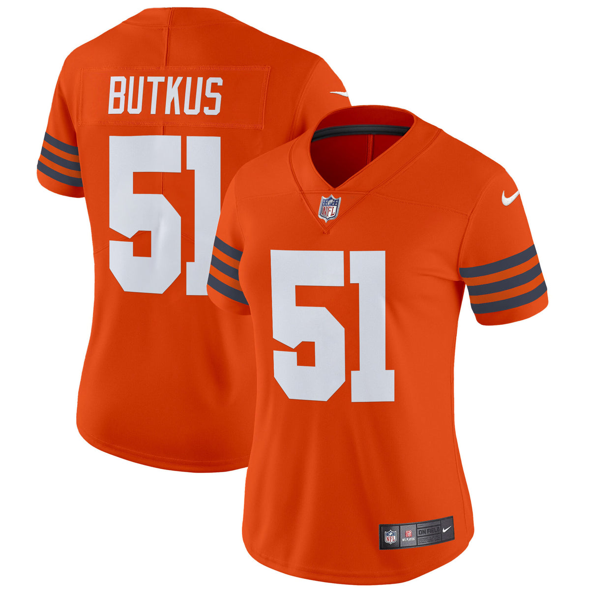 Women's Chicago Bears Throwback Vapor Limited Jersey - All Stitched - Orange - Dick Butkus — view 1