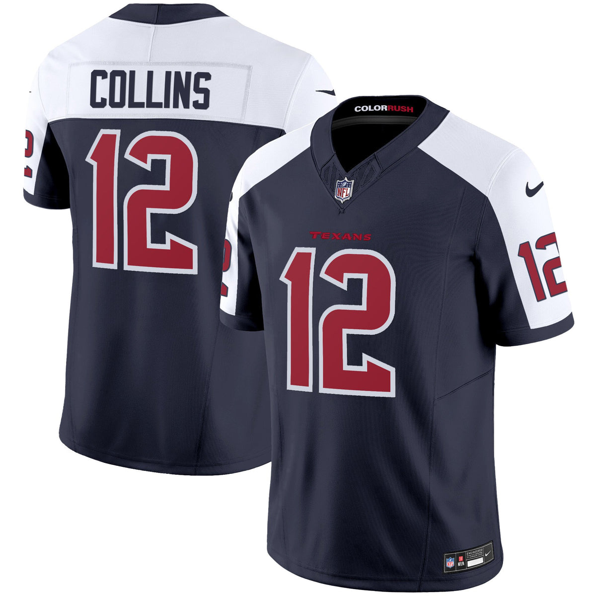 Men's Houston Texans Color Rush Legend Vapor Jersey - All Stitched - Navy Alternate - Nico Collins — view 1