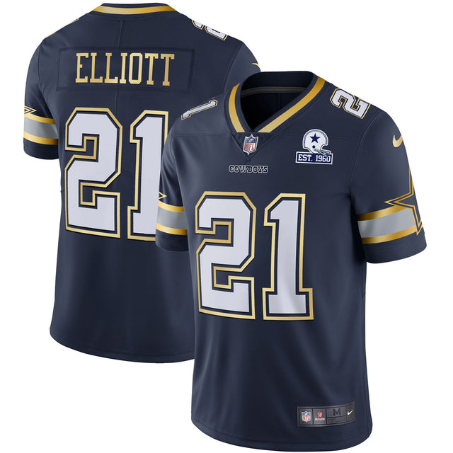 Men's Cowboys Vapor Gold Jersey - All Stitched - Navy Gold - Ezekiel Elliott — view 1