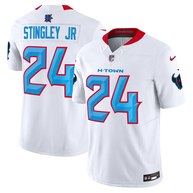 Men's Houston Texans 2024 Vapor Limited Jersey V2 - All Stitched - White - Derek Stingley Jr — view 1