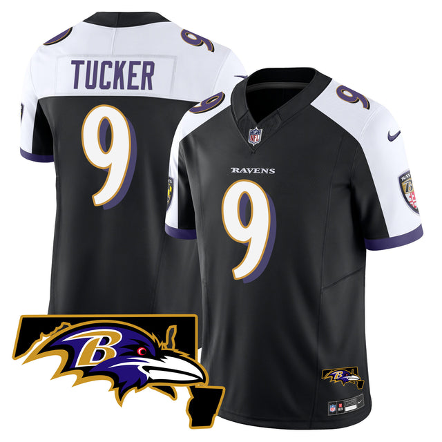 Men's Ravens Maryland Patch Vapor Limited Jersey - All Stitched - Black Alternate - Justin Tucker — view 1