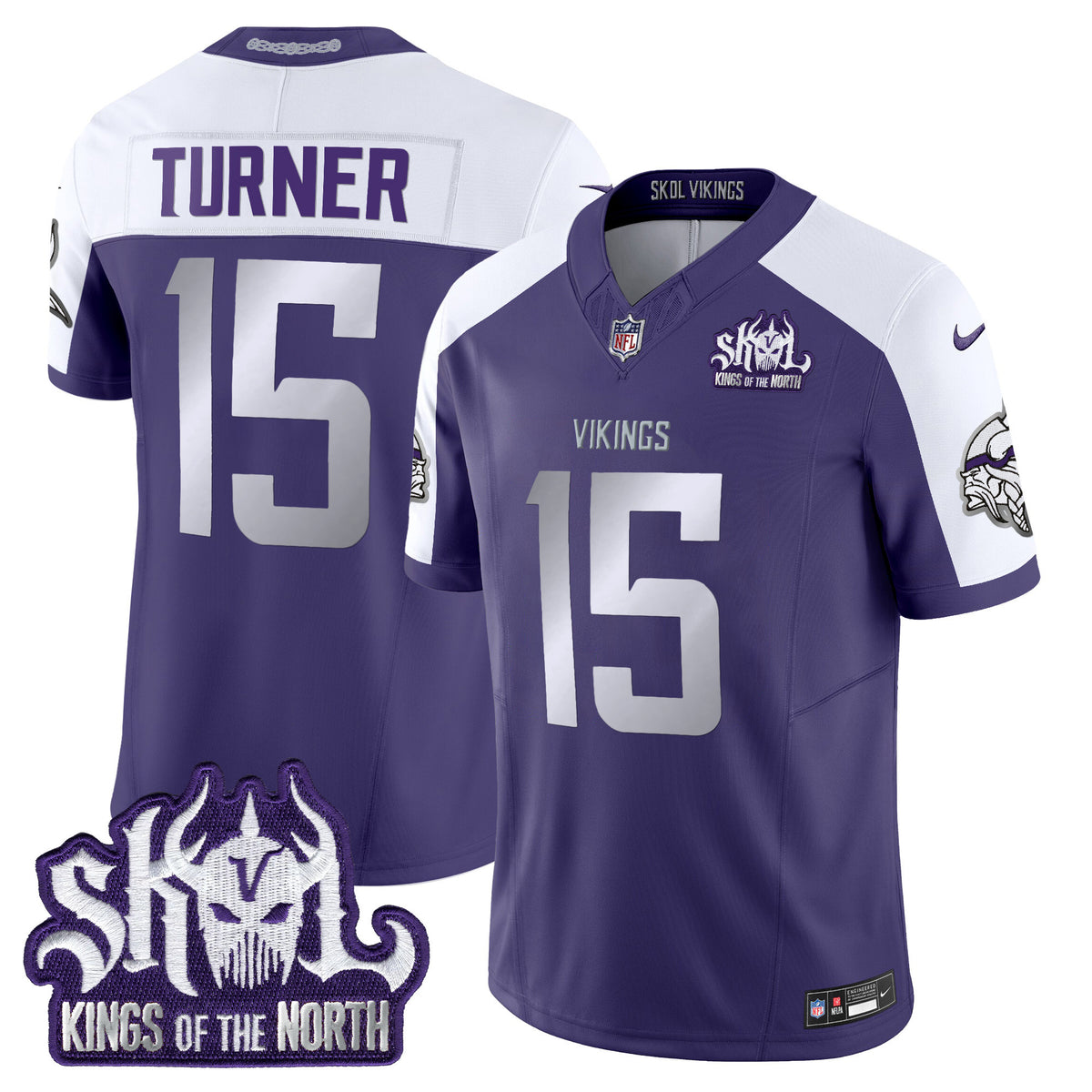 Men's Minnesota Vikings 2025 Winter Warrior Skol Patch Vapor Limited Jersey - All Stitched - Purple Alternate - Dallas Turner — view 1