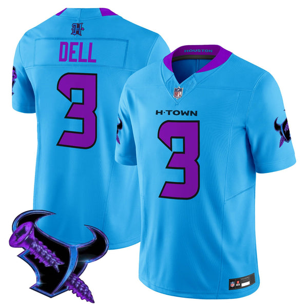 Men's Houston Texans 2025 DJ Screw Vapor Limited Jersey - All Stitched - Blue - Tank Dell ~5693911 — view 1