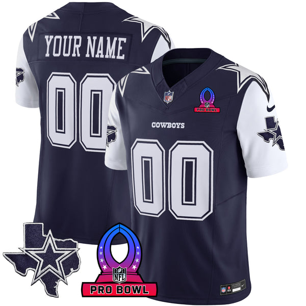 Cowboys 2024 Pro Bowl Patch Vapor Jersey - All Stitched - Navy — view 1