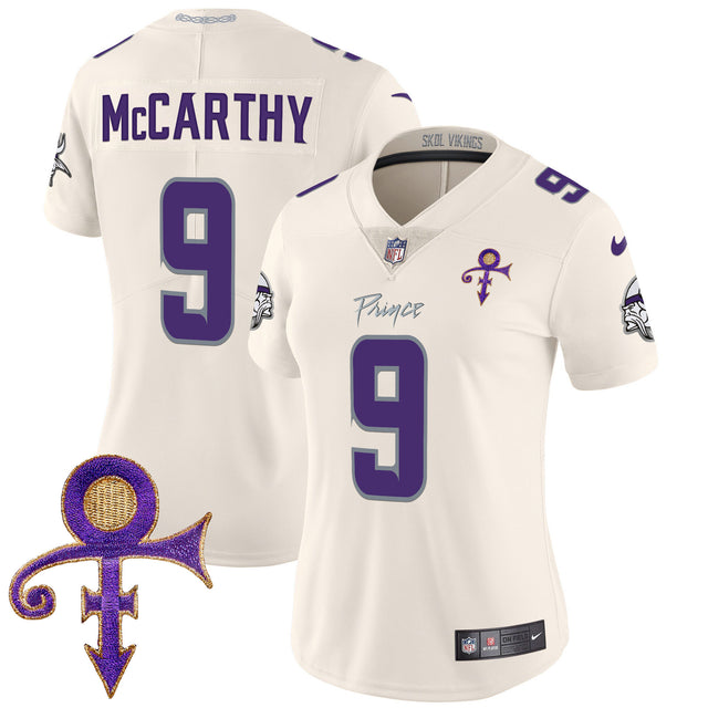 Women's Minnesota Vikings 2024 Prince Vapor Limited Jersey - All Stitched - Cream - J.J. McCarthy — view 1
