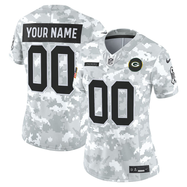 Green Bay Packers 2025 Salute to Service Vapor Limited Custom Jersey - All Stitched - Arctic Camo — view 1