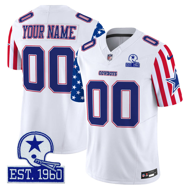 Cowboys American Style Vapor Limited Custom Jersey - All Stitched - White — view 1