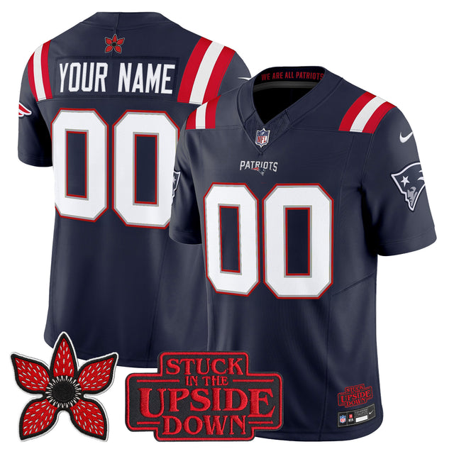 New England Patriots 'Stranger Things Edition' Vapor Limited Custom Jersey V2 - All Stitched - Navy — view 1