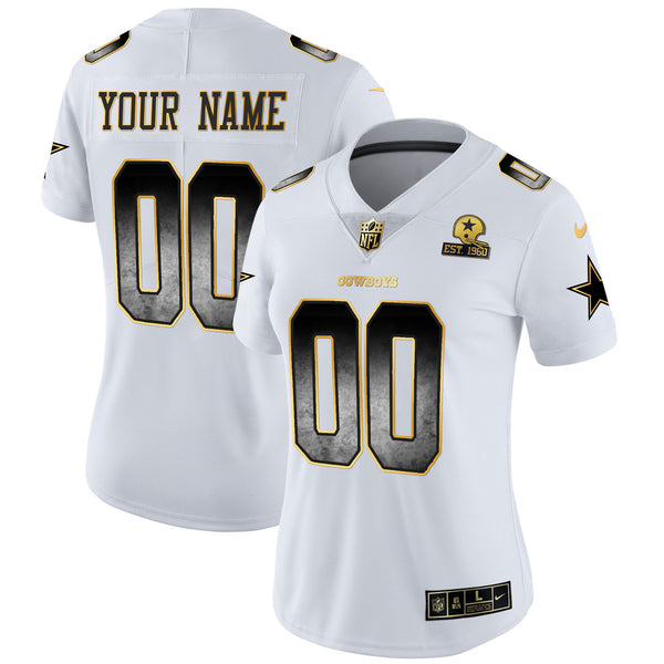 Cowboys Arch Smoke Vapor Custom Jersey - All Stitched - White — view 1