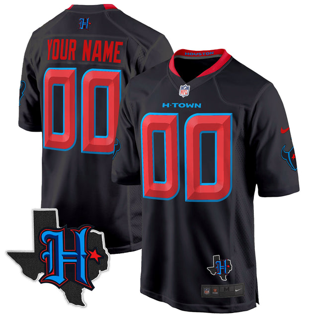 Houston Texans 2024 Texas Patch Game Custom Jersey - All Stitched - Navy Limited — view 1