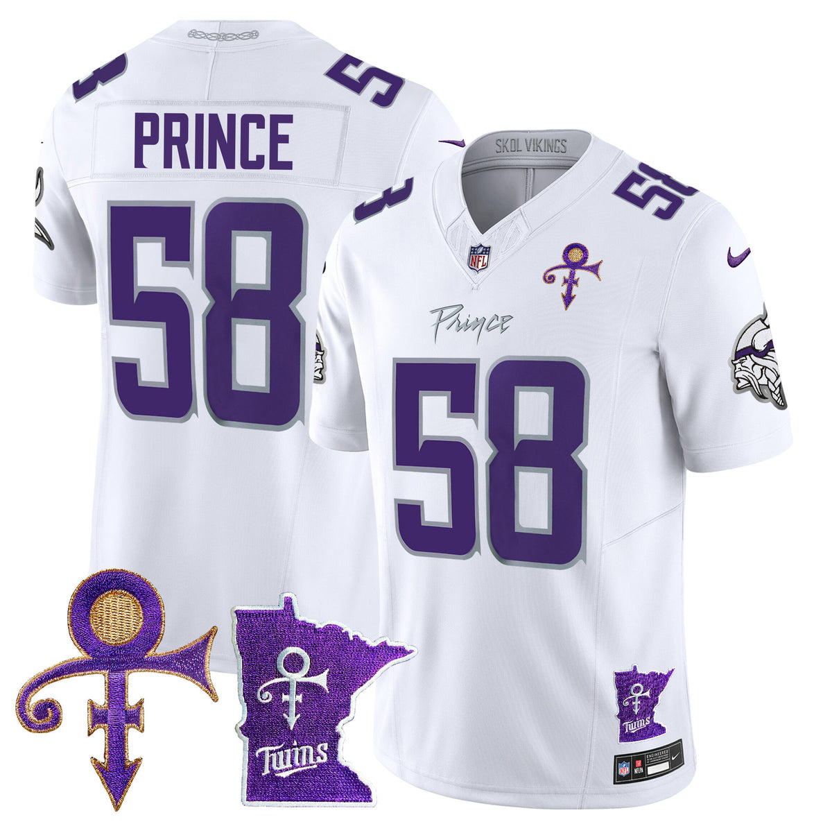 Men's Minnesota Vikings 2024 Prince Vapor Limited Jersey V2 - All Stitched - White Limited - Prince 1958 — view 1