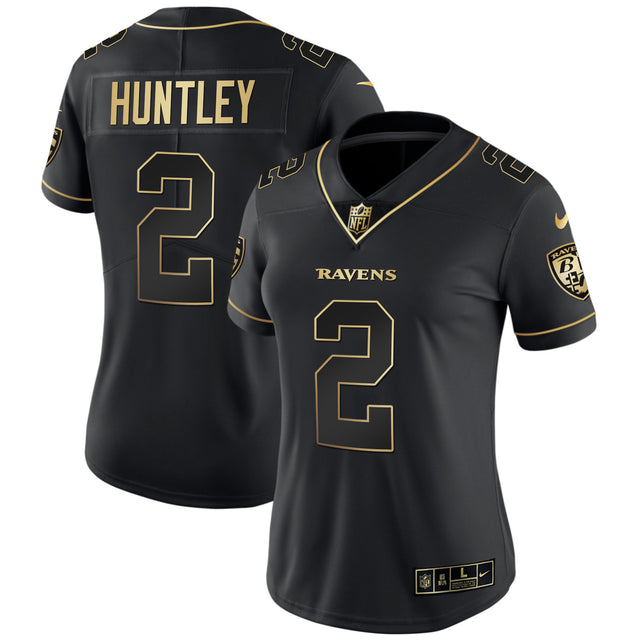Women's Ravens Gold Vapor Jersey - All Stitched - Black Gold - Tyler Huntley — view 1