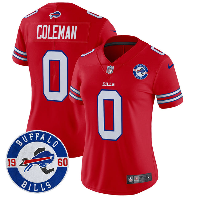 Women's Buffalo Bills 2024 Vapor Limited Jersey - Est. 1960 Patch - All Stitched - Red - Keon Coleman — view 1