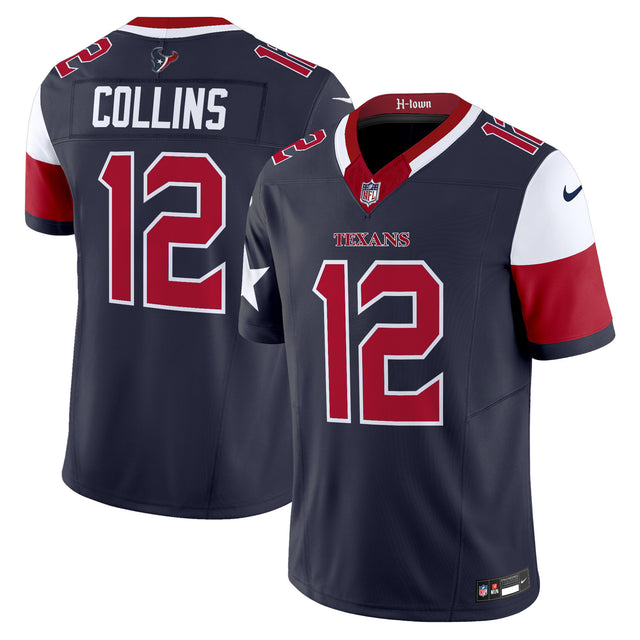 Men's Houston Texans 2024 Vapor Limited Jersey V5 - All Stitched - Navy - Nico Collins — view 1