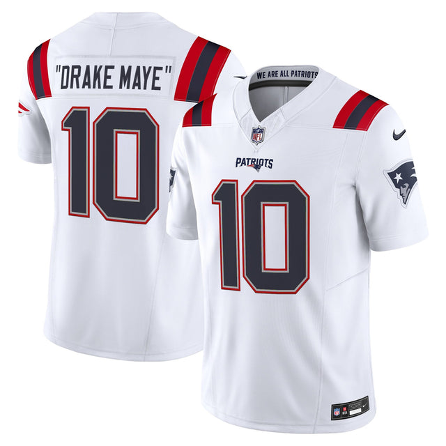Men's New England Patriots 2025 Vapor Limited Jersey - All Stitched - White - Drake Maye — view 1