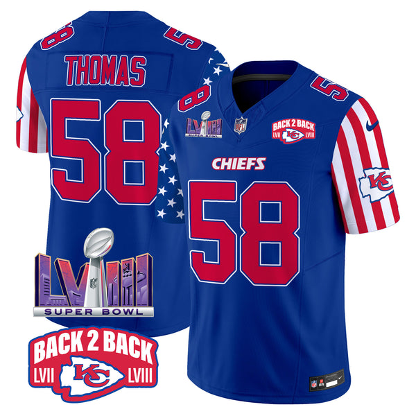 Men's Chiefs American Style Vapor Limited Jersey - All Stitched - Royal - Derrick Thomas — view 1