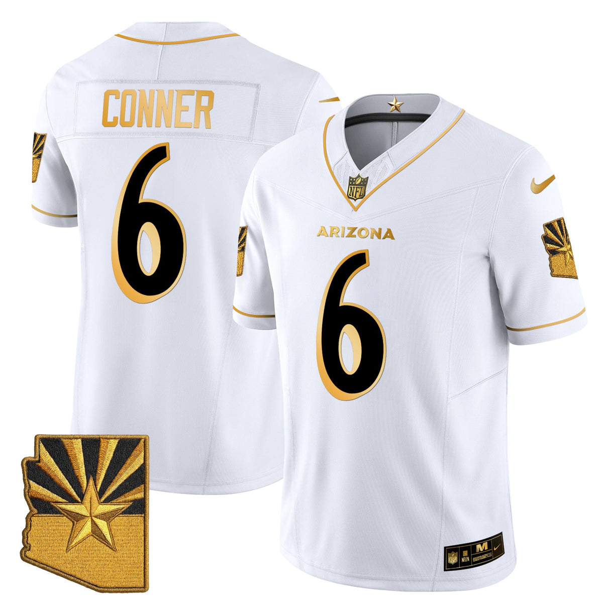 Men's Arizona Cardinals 2025 Rivalries Gold Vapor Limited Jersey - All Stitched - White Gold - James Conner — view 1