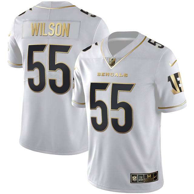 Men's Cincinnati Bengals White Gold & Black Gold Jersey - All Stitched - White Gold - Logan Wilson — view 1