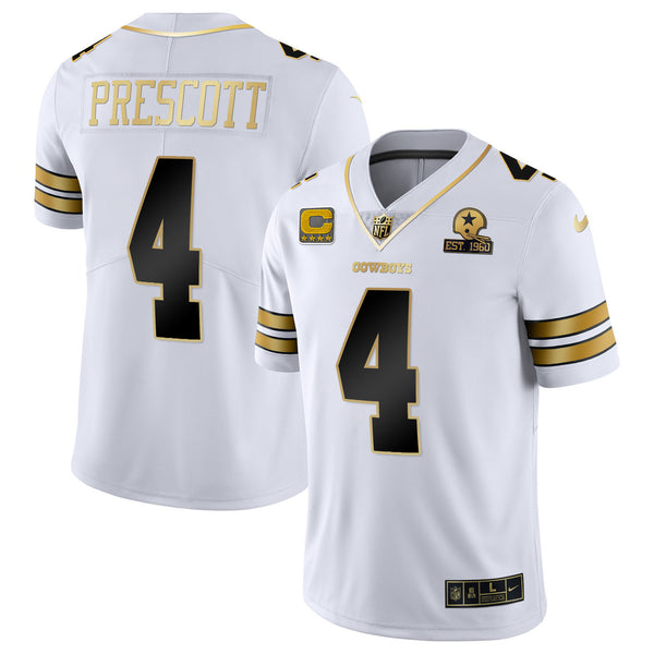 Men's Cowboys Vapor Gold Jersey - All Stitched - White Gold - Dak Prescott — view 1