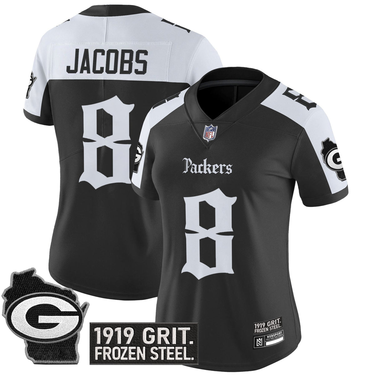 Women's Green Bay Packers 'Gothic Frozen Tundra Edition' Vapor Limited Jersey - All Stitched - Alternate - Josh Jacobs — view 1