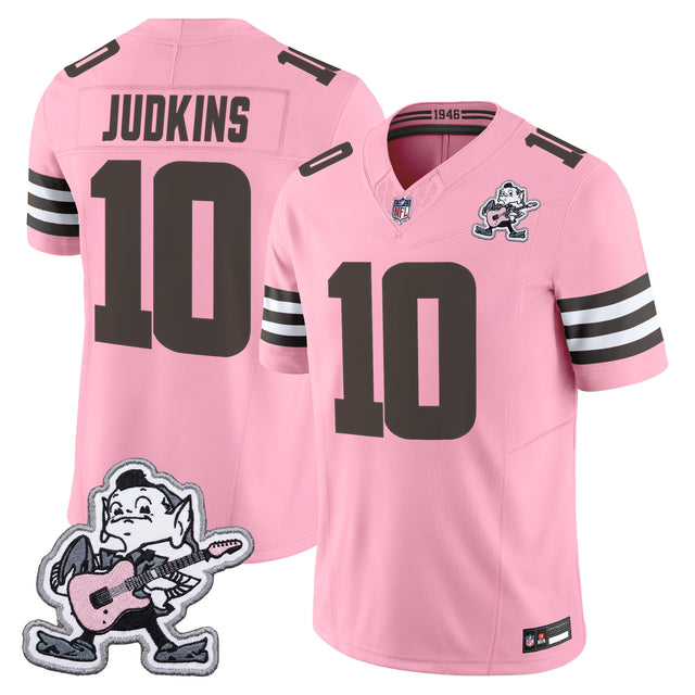 Men's Cleveland Browns MGK Patch Vapor Limited Jersey - All Stitched - Pink - Quinshon Judkins — view 1