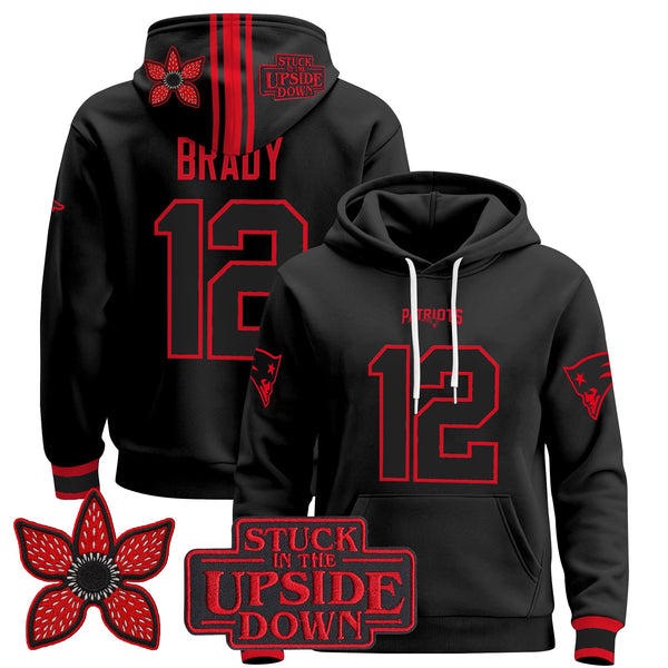 New England Patriots 'Stranger Things Edition' Premium Pullover Hoodie - All Stitched - Tom Brady — view 1