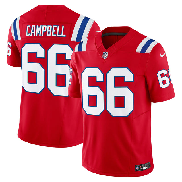 Men's New England Patriots 2025 Vapor Limited Jersey - All Stitched - Red - Will Campbell — view 1
