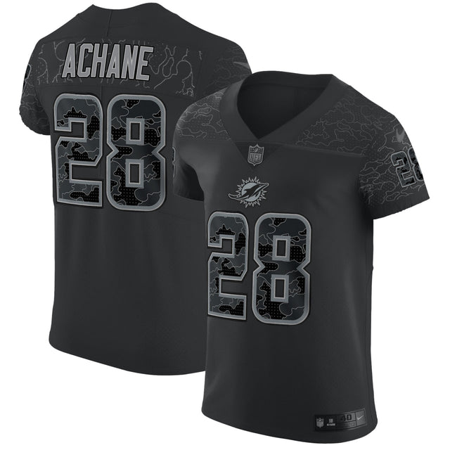 De'Von Achane #28 Miami Dolphins Black Jersey - All Stitched — view 1