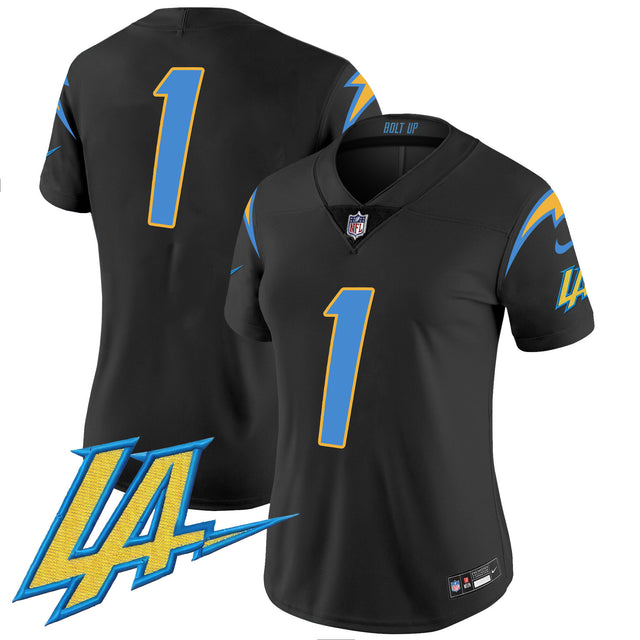 Women's Chargers Vapor Limited Jersey V2 - All Stitched - Black - #1 Team — view 1