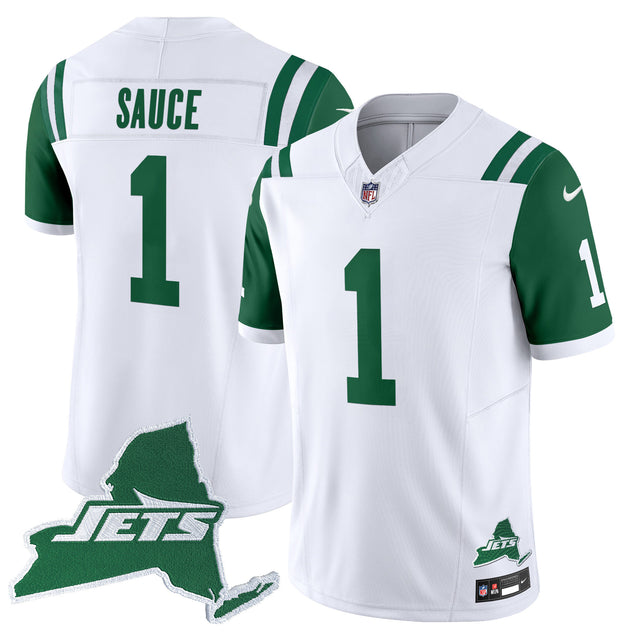 Men's New York Jets Home Patch Vapor Legacy Limited Jersey - All Stitched - Throwback - Ahmad Sauce — view 1