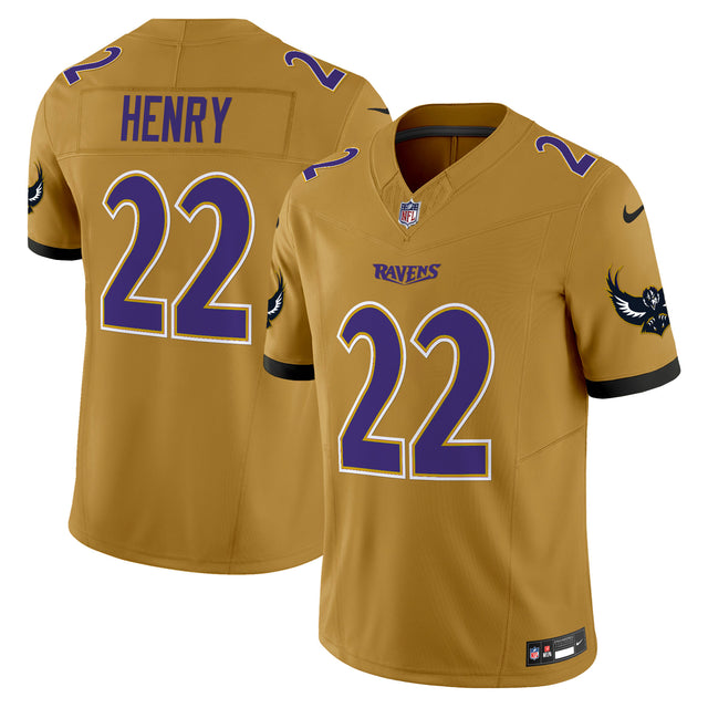 Men's Ravens Special Vapor Limited Jersey V2 - All Stitched - Gold - Derrick Henry — view 1