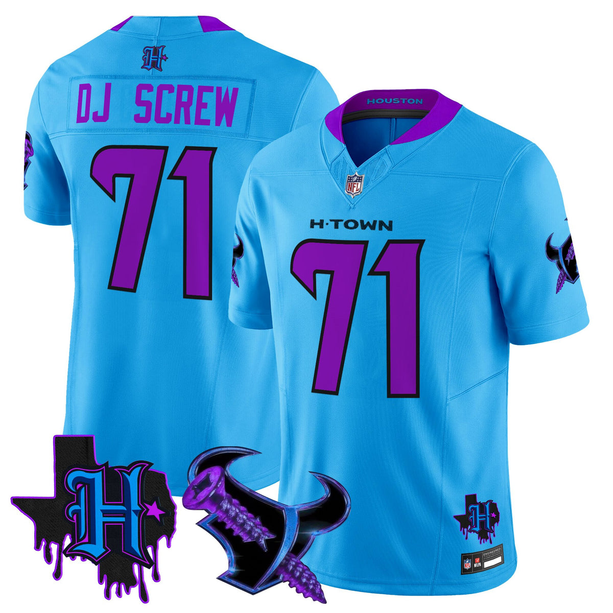 Men's Houston Texans DJ Screw Vapor Limited Jersey - All Stitched - Blue - Screw 1971 ~8576594 — view 1