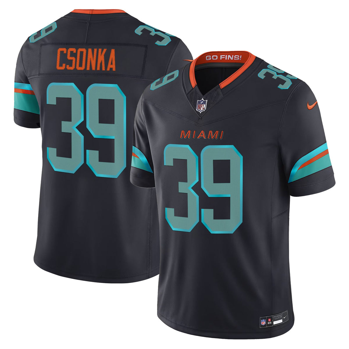 Men's Miami Dolphins 2025 Rivalries Vapor Limited Jersey - All Stitched - Dark Waters - Larry Csonka — view 1