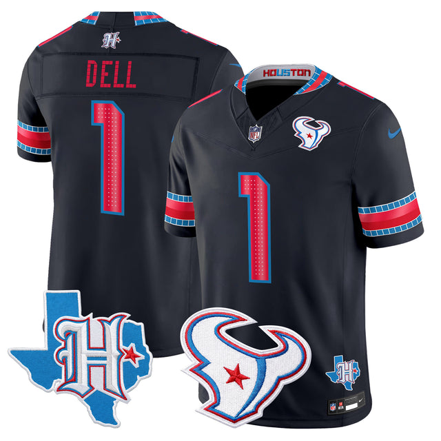 Men's Houston Texans 2026 Rivalries Vapor Limited Jersey - Texas Patch - All Stitched - Navy - Tank Dell — view 1