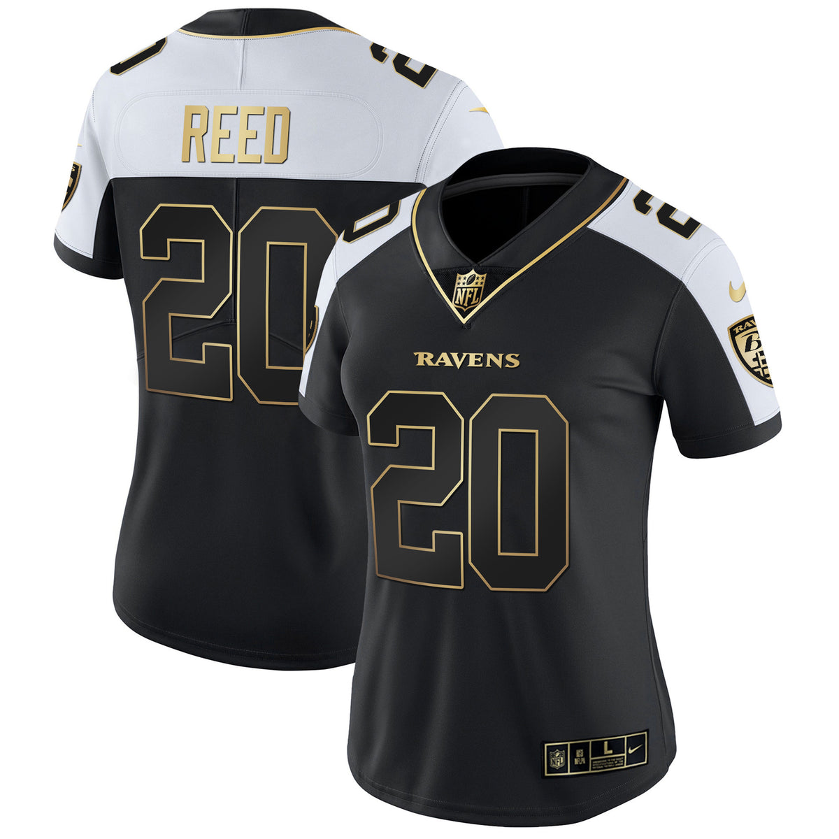 Women's Ravens Gold Vapor Jersey - All Stitched - Alternate - Ed Reed — view 1