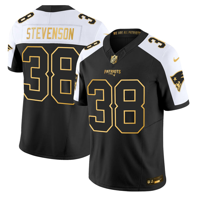 Men's New England Patriots 2025 Gold Vapor Limited Jersey - All Stitched - Alternate - Rhamondre Stevenson — view 1