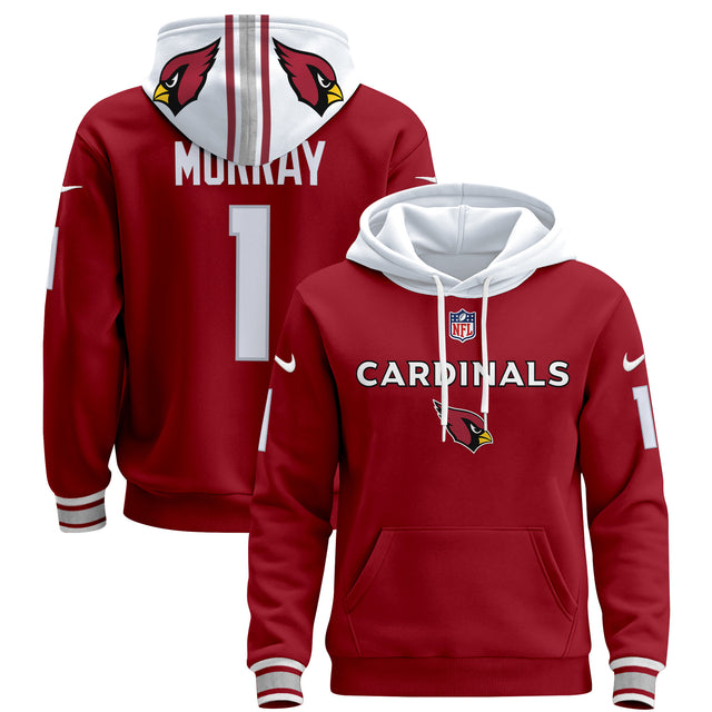 Men's Arizona Cardinals 2024 Pullover Hoodie V3 - All Stitched - Red - Kyler Murray — view 1