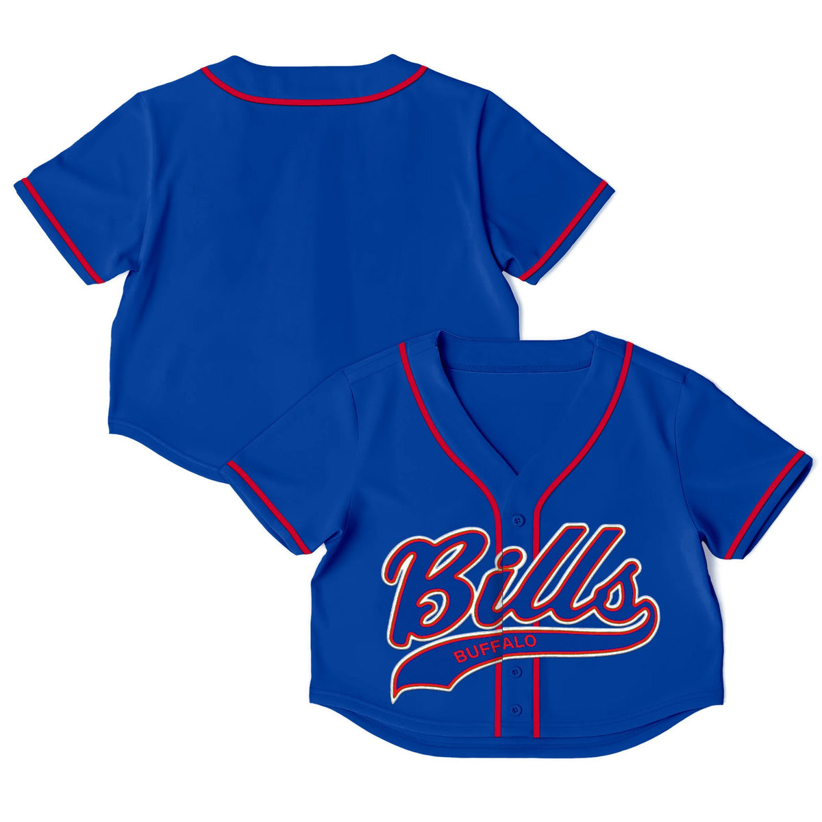 Buffalo Bills Crop Top Baseball Jersey - All Stitched - Team — view 1