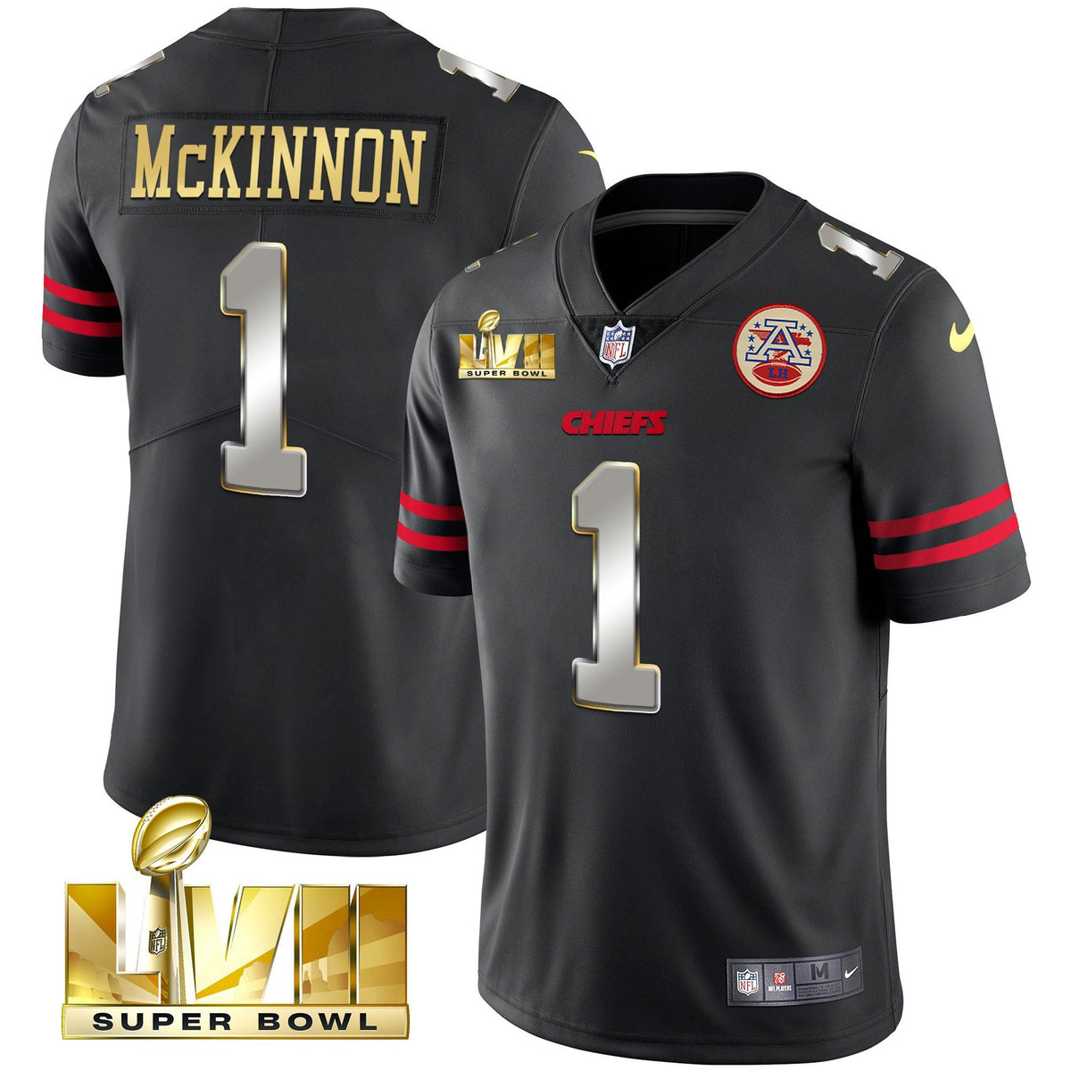 Men's Chiefs Super Bowl LVII Gold Vapor Limited Jersey - All Stitched - Gold Trim - Jerick McKinnon — view 1