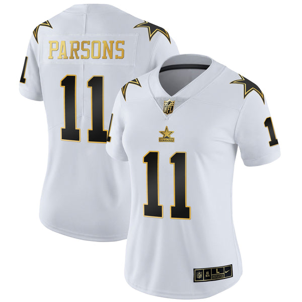 Women's Cowboys Throwback Limited Vapor Jersey - All Stitched - White Gold - Micah Parsons — view 1