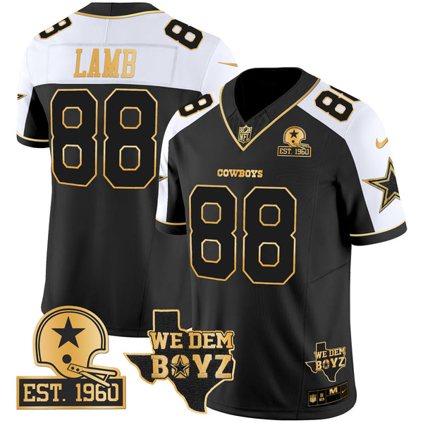 Men's Cowboys Est. 1960 & We Dem Boyz Patch Gold Vapor Limited Jersey V2 - All Stitched - Alternate - CeeDee Lamb — view 1