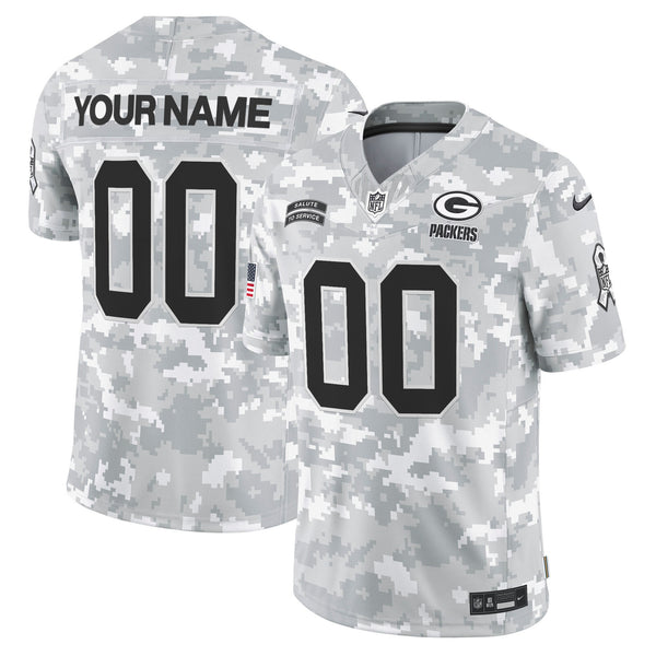 Green Bay Packers 2024 Salute to Service Vapor Limited Custom Jersey - All Stitched - Arctic Camo — view 1