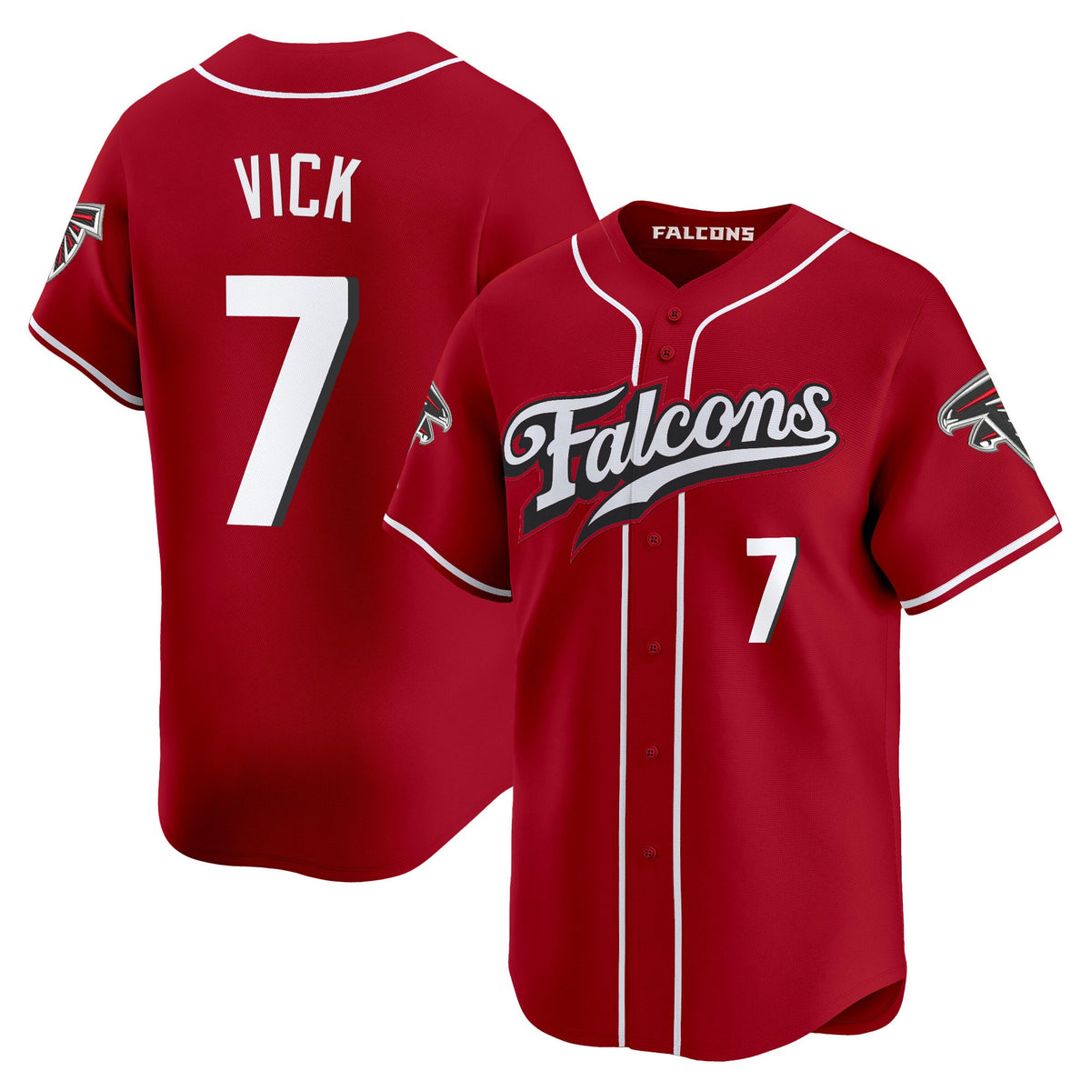 Men's Atlanta Falcons 2025 Vapor Limited Baseball Jersey - All Stitched - Red - Michael Vick — view 1