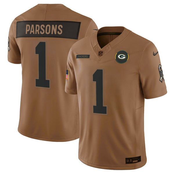 Men's Green Bay Packers 2025 Salute to Service Vapor Limited Jersey - All Stitched - Brown - Micah Parsons — view 1