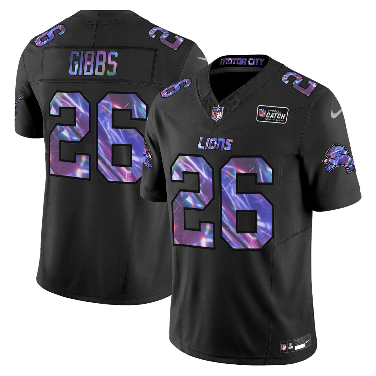 Men's Detroit Lions 2024 Crucial Catch Vapor Limited Jersey - All Stitched - Black - Jahmyr Gibbs — view 1