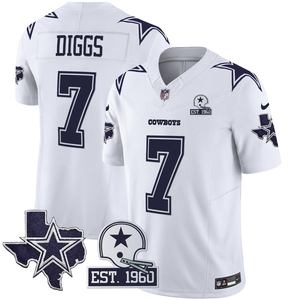 Men's Cowboys Throwback Texas Patch Vapor Limited Jersey - All Stitched - White - Trevon Diggs — view 1