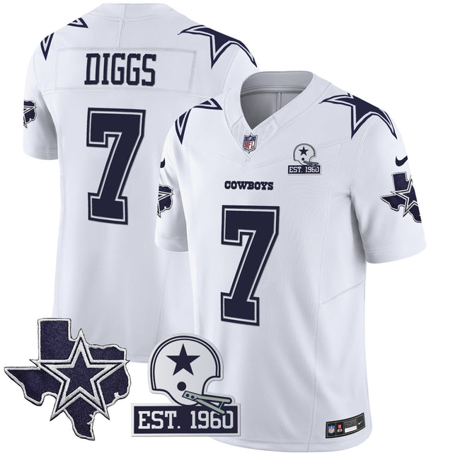 Men's Cowboys Throwback Texas Patch Vapor Limited Jersey - All Stitched - White - Trevon Diggs — view 1