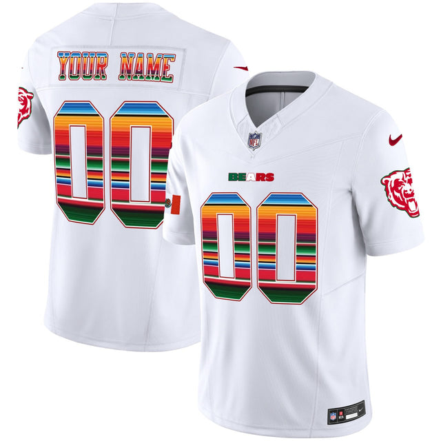 Chicago Bears Mexico Custom Jersey - All Stitched - White — view 1