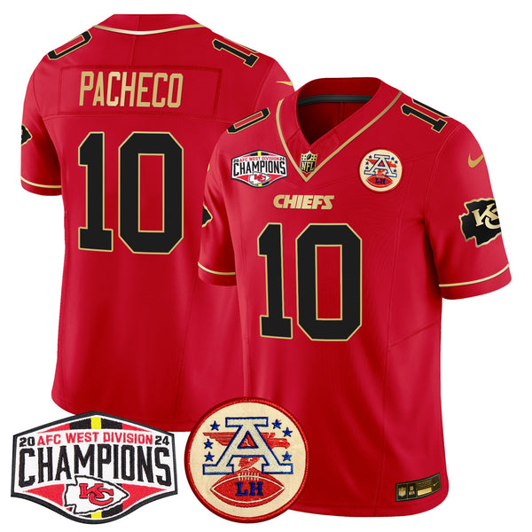 Men's Chiefs 2024 AFC West Division Champions Patch Vapor Limited Jersey - All Stitched - Red Special - Isiah Pacheco — view 1