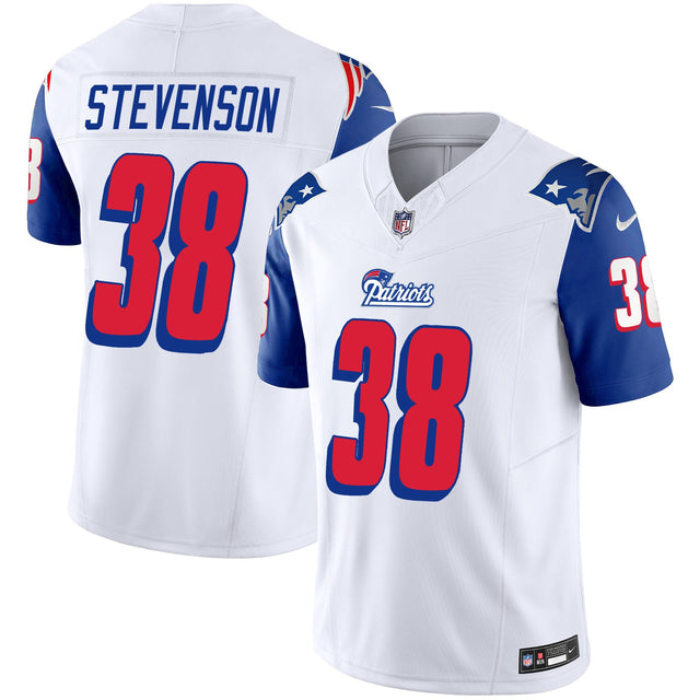 Youth's Patriots 1996 Throwback Limited Vapor Jersey - All Stitched - Royal Sleeves - Rhamondre Stevenson — view 1
